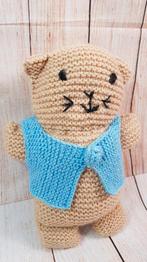 Gebreide knuffel, Poes, bruin, 25 cm. 4C3, Kinderen en Baby's, Speelgoed | Knuffels en Pluche, Tweedehands verkoop, Tweedehands verkoop