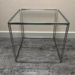 Max Sauze Isocele bijzettafel chroom met glazen blad, Huis en Inrichting, Tafels | Bijzettafels, Ophalen, Minder dan 45 cm, Minder dan 55 cm