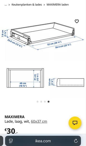 NIEUW 2x  IKEA Maximera lade - 37x60 cm - afbeelding 4