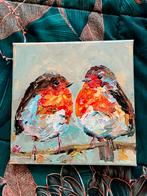 Twee roodborstje ~ kleintje kunst ~ atelier, Ophalen of Verzenden, Nieuw, Schilderij, Minder dan 50 cm
