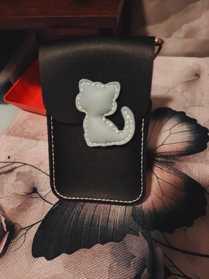 Zelfgemaakte handtas met kat applicatie, Sieraden, Tassen en Uiterlijk, Tassen | Damestassen, Nieuw, Handtas, Zwart, Ophalen of Verzenden