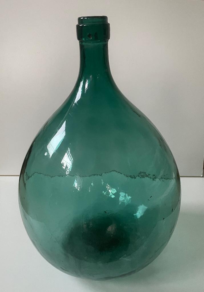 Grote vintage mandfles – groen glas – Italië – 44 cm, Antiek en Kunst, Antiek | Glas en Kristal, Ophalen