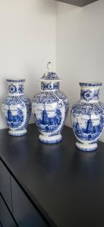 Vazen set 3 stuks Delfts blauw de molen zie foto 50€, Antiek en Kunst, Ophalen of Verzenden