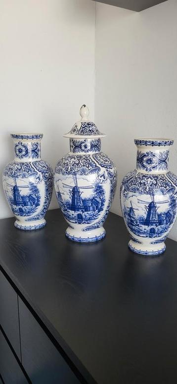 Vazen set 3 stuks Delfts blauw de molen zie foto 50€ beschikbaar voor biedingen