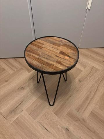 Ronde Bijzettafel Hout/Metaal beschikbaar voor biedingen