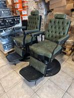 Luxe groene barbierstoelen verstelbaar (2 stuks), Overige materialen, Gebruikt, 75 tot 100 cm, Ophalen of Verzenden