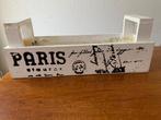 "Bakje van Hout" Kleur: Wit Opschrift: 'Paris' Nieuw, Huis en Inrichting, Woonaccessoires | Overige, Ophalen of Verzenden, Nieuw