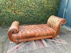 Chesterfield bruin leren generfde Chaise lounge !!, Ophalen, Gebruikt, Eenpersoons, Chesterfield