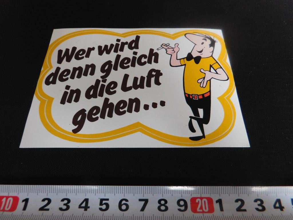 sticker tabak HB wer wird denn gleich in die luft gehen..., Verzamelen, Stickers, Zo goed als nieuw, Ophalen
