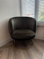 Groene Velvet Fauteuil met Gouden Onderstel, Ophalen, Minder dan 75 cm, Zo goed als nieuw, Stof