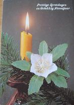 Kerst - prettige kerstdagen - gele kaars met witte bloem, Verzenden, 1980 tot heden, Gelopen, Overige thema's