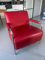 Rode leren fauteuil / zitstoel, Huis en Inrichting, Fauteuils, Ophalen, Gebruikt, 50 tot 75 cm, Leer