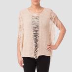 Joseph Ribkoff prachtige beige top met franjes mt 40 KOOPJE, Kleding | Dames, Tops, Nieuw, Beige, Maat 38/40 (M), Zonder mouw