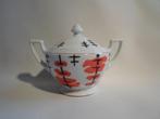 Art Deco Suikerpot Wit Rood Zwart, Antiek en Kunst, Ophalen of Verzenden