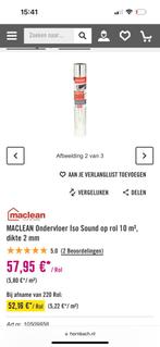 Maclean - laminaat ondervloer-Isosilence vloerverwarming 3mm, Minder dan 4 cm, Overige materialen, Gebruikt, Ophalen of Verzenden