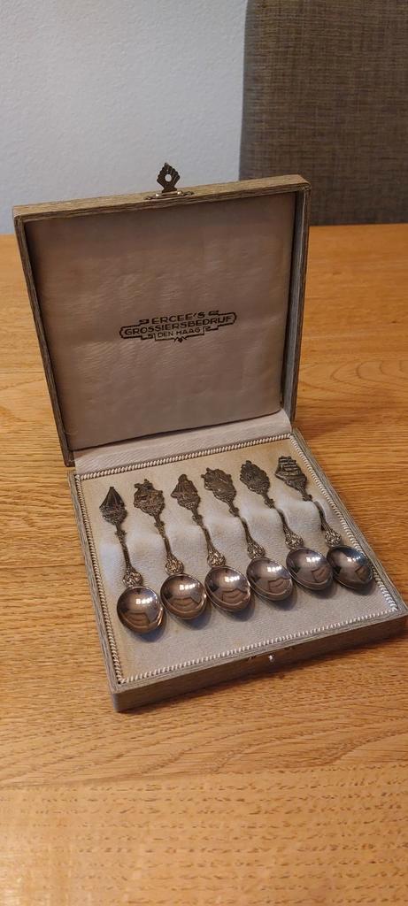 Verzilverde theelepeltjes in originele doos, Antiek en Kunst, Antiek | Goud en Zilver, Zilver, Ophalen of Verzenden