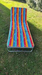 Vintage ligbed stretcher gestreept, Ophalen of Verzenden, Gebruikt, Overige materialen, Verstelbaar