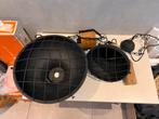 2x Industriële lampen zwart met houten blok, Gebruikt, Ophalen of Verzenden, Minder dan 50 cm, Industrieel