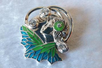   Mooie Zilveren Jugendstill Hanger/ Broche met Bergkristal  beschikbaar voor biedingen