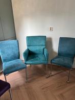 8 eetkamerstoelen op wieltjes - Z.G.A.N., Huis en Inrichting, Stoelen, Ophalen, Zo goed als nieuw, Stof