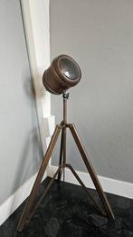 Industriële Tripod Lamp van brons, Huis en Inrichting, Ophalen of Verzenden, Zo goed als nieuw, Glas, Minder dan 100 cm
