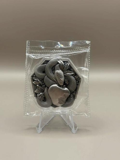 The snake and appel - komsco - 2 OZ, Postzegels en Munten, Edelmetalen en Baren, Zilver, Ophalen of Verzenden