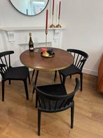 Ronde eettafel hout + 3 stoelen, Antiek en Kunst, Antiek | Meubels | Tafels, Ophalen of Verzenden