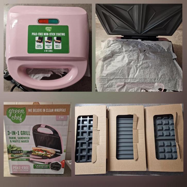 Greenpan[Greenchef] 3 in 1 contact grill Pink, Witgoed en Apparatuur, Contactgrills, Nieuw, Ophalen of Verzenden