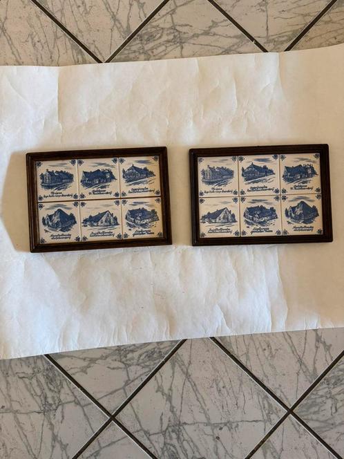 2 set vintage dienbladen met boerderij tegels, Antiek en Kunst, Antiek | Wandborden en Tegels, Ophalen of Verzenden