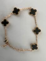Armbandje goudkleurig met zwart klaver, Sieraden, Tassen en Uiterlijk, Armbanden, Staal, Zwart, Nieuw, Ophalen of Verzenden