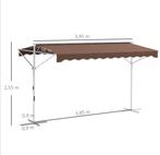 Outsunny handmatig Verstelbare zonnescherm, 4x3m, Crème, Ophalen, Nieuw