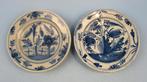 Twee antiek delfts bordjes delfts blauw18e eeuw, Ophalen of Verzenden