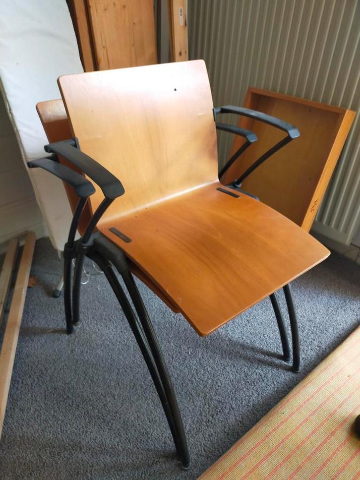 4 x Vergader-/Kantoorstoel Eromes Arta, Huis en Inrichting, Stoelen, Gebruikt, Vier, Hout, Metaal, Zwart, Ophalen