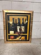 Schilderij met wijnflessen en stilleven, Ophalen of Verzenden