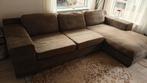 Comfortabele hoekbank in bruin suède – met loungegedeelte, Ophalen, 250 tot 300 cm, Gebruikt, .