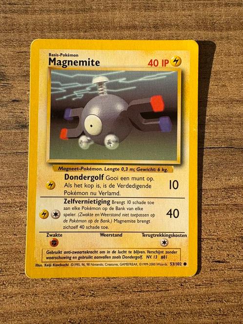 Magnemite (53/102) Base Set NL (EXC), Hobby en Vrije tijd, Verzamelkaartspellen | Pokémon, Zo goed als nieuw, Losse kaart, Ophalen of Verzenden