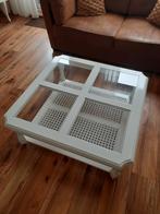 100x100 cm witte salontafel met glasplaten, Ophalen, Gebruikt, 100 tot 150 cm, 50 tot 100 cm