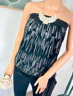 COTTON CLUB top maat 38 - pailletten - zwart - strapless, Kleding | Dames, Tops, Maat 38/40 (M), Zwart, Ophalen of Verzenden, Zo goed als nieuw