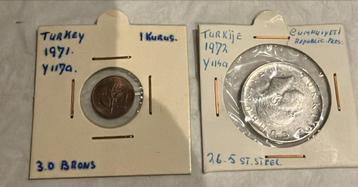 Turkse Munten 1971 & 1972 - 1 Kurus beschikbaar voor biedingen