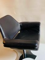 Zwarte lederen Hi Cove draaifauteuil Molteni & C, Huis en Inrichting, Ophalen, Italie, Gebruikt, Zwart