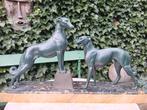 Art deco samac beeld greyhounds borzoi France CARVIN?, Ophalen of Verzenden