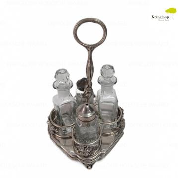 Antiek Verzilverd Cruet set  peper/zout olie/azijn Stelletje beschikbaar voor biedingen