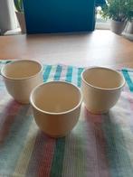 3 aardewerken bekers zonder oor., Tuin en Terras, Rond, Ophalen of Verzenden, Zo goed als nieuw, Aardewerk
