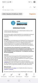 Startbewijs hele  Marathon Eindhoven, Tickets en Kaartjes, Evenementen en Festivals, Eén persoon