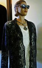 Jasje zwart kant bewerkt vintage feestjasje kant vestje M/L, Overige typen, Zwart, Maat 42/44 (L), Ophalen of Verzenden