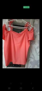 Koraalroze off-shoulder top - Tuunte - Maat 46, Maat 46/48 (XL) of groter, Ophalen of Verzenden, Zo goed als nieuw, Roze