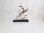 Vintage messing beeld hert, gestileerd dier, art deco stijl, Antiek en Kunst, Verzenden
