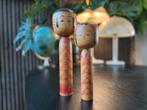 Set van 2 vintage Japanse Kokeshi poppen – met signatuur, Ophalen of Verzenden