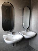 2 wastafels 60 cm met Grohe kranen en 2 ovale spiegels 60cm, Ophalen, Gebruikt, 50 tot 100 cm, Minder dan 100 cm