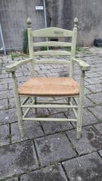 (Mint-) groene hout- rieten stoelen te koop (8x), Ophalen